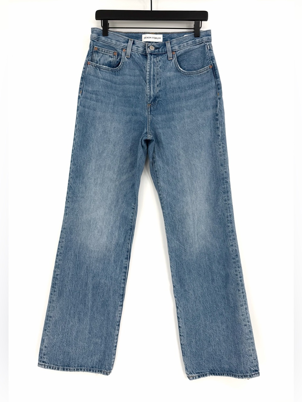 DENIM FORUM The Farrah High Rise Wide Leg Jean Blue Denim 28